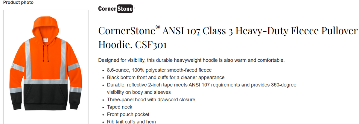 Ansi Class 3 Fleece Hoodie CSF301
