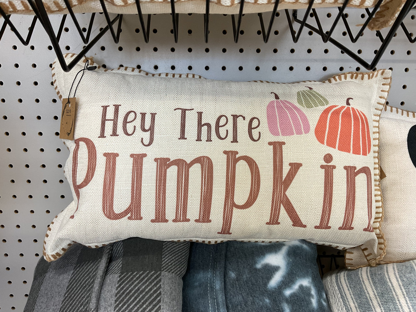 * Simple Stitch Natural Lumbar or Square Farmhouse Pillow with Burlap Trim