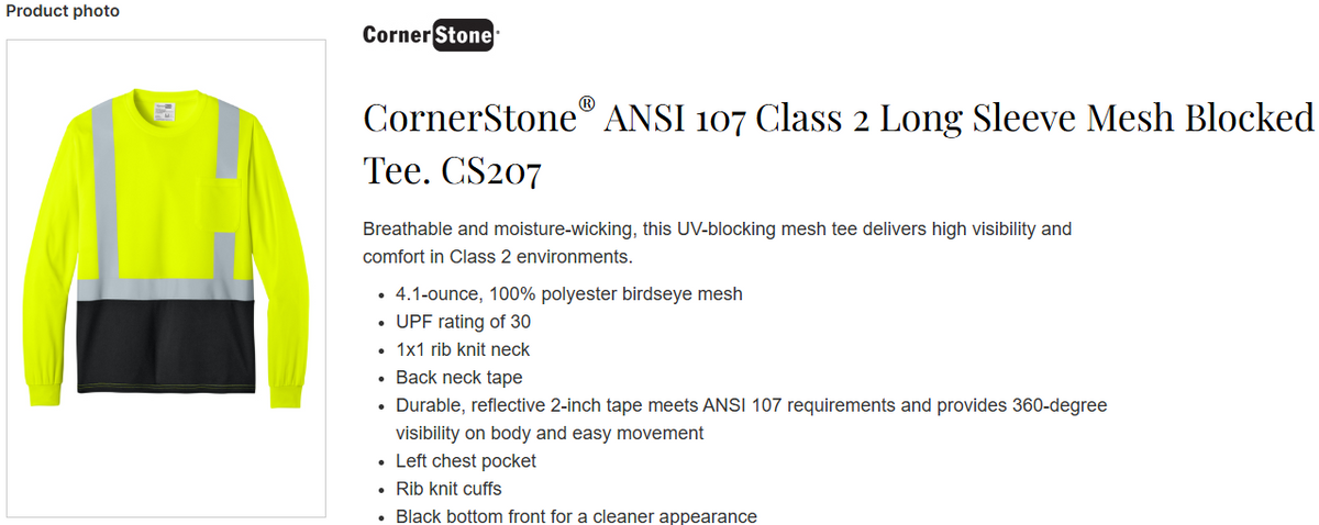 CS Class 2 Long Sleeve Mesh Tee
