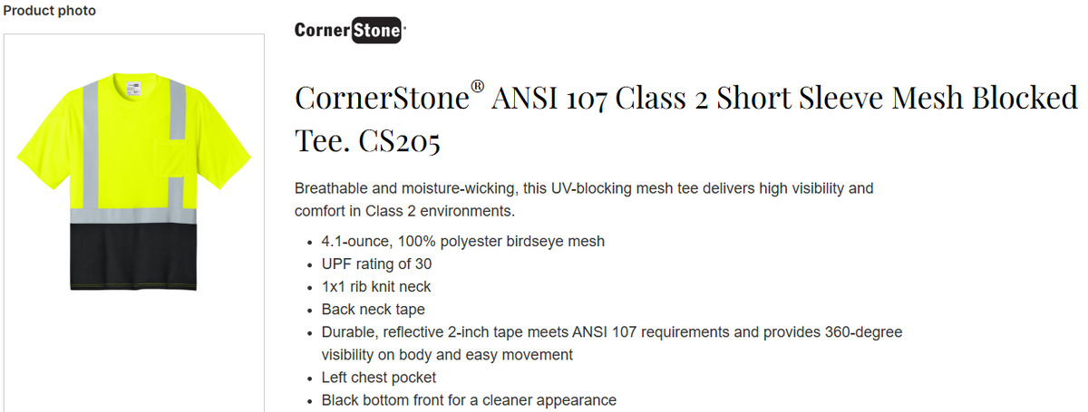 CS Class 2 Short Sleeve Mesh Tee